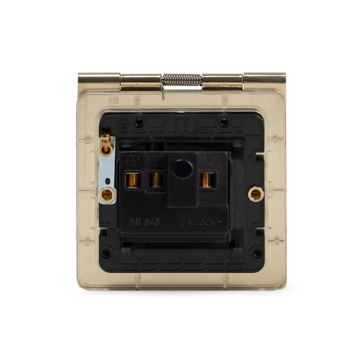 The Savoy Collection Brushed Brass 5 Amp Euromod Floor Socket 1 Gang Blk Ins