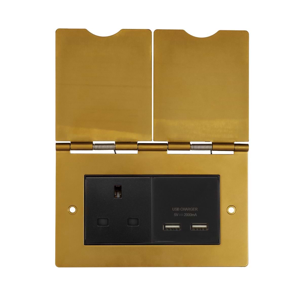 The Sloane Collection Antique Gold Double Floor Outlet 13A Socket & USB Charger