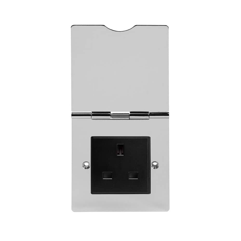 The Finsbury Collection Polished Chrome 13A Euromod Floor Outlet Socket 1 Gang Blk Ins