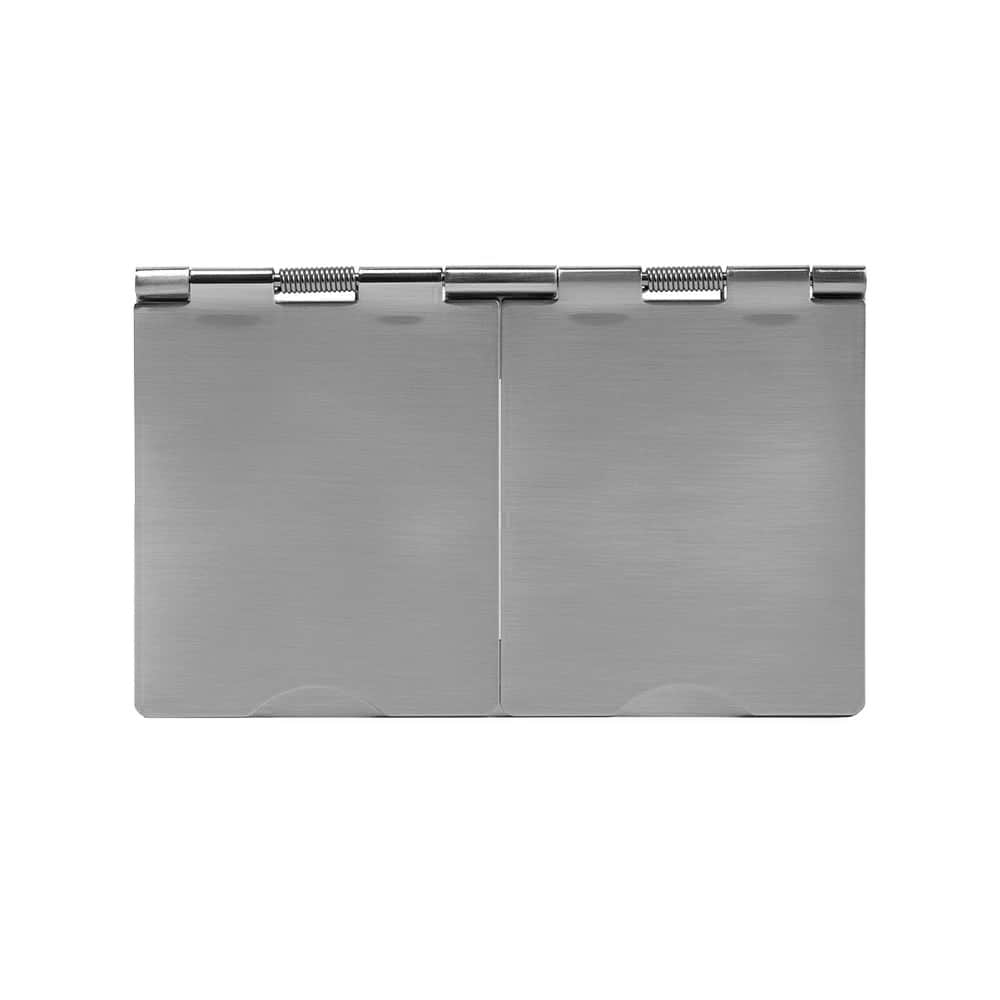 The Lombard Collection Brushed Chrome 13A 2 Gang Euromod Floor Socket Blk Ins