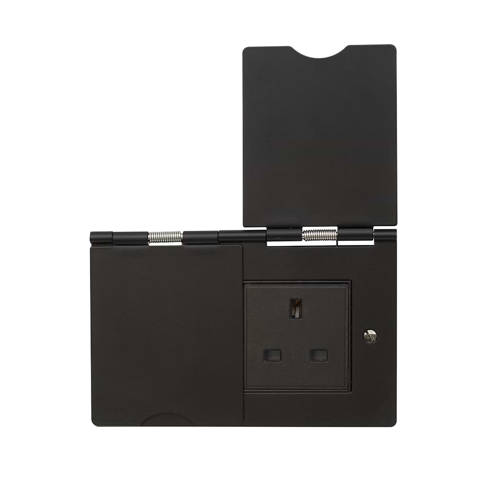 The Camden Collection Matt Black 13A 2 Gang Euromod Floor Socket Blk Ins