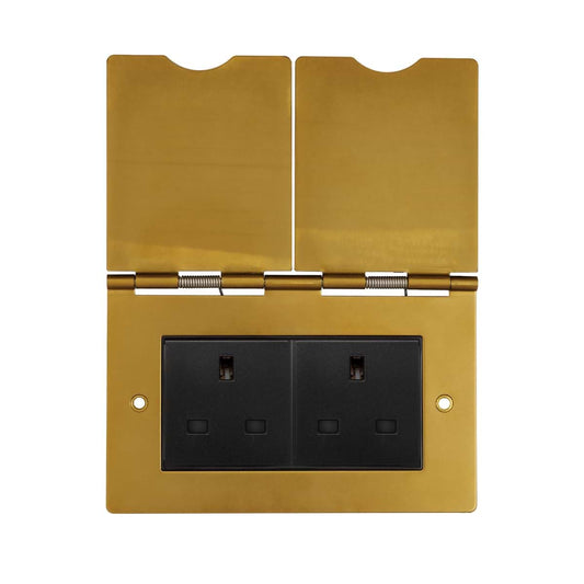 The Sloane Collection Antique Gold 13A 2 Gang Euromod Floor Socket