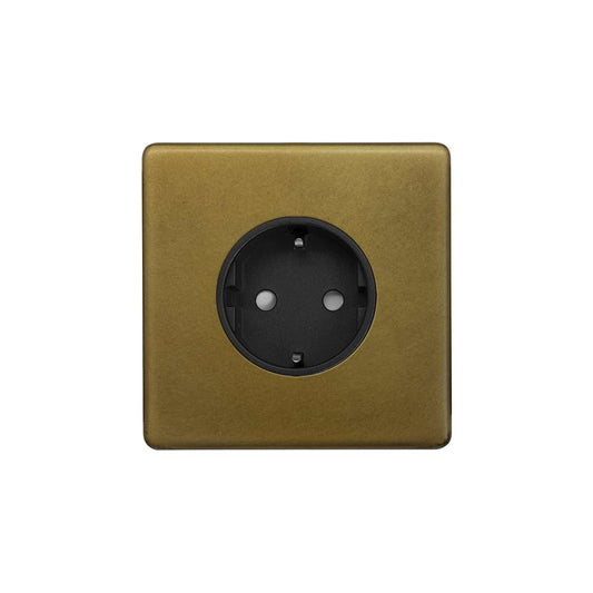 The Belgravia Collection Old Brass 16A 1 Gang Euro Schuko Socket