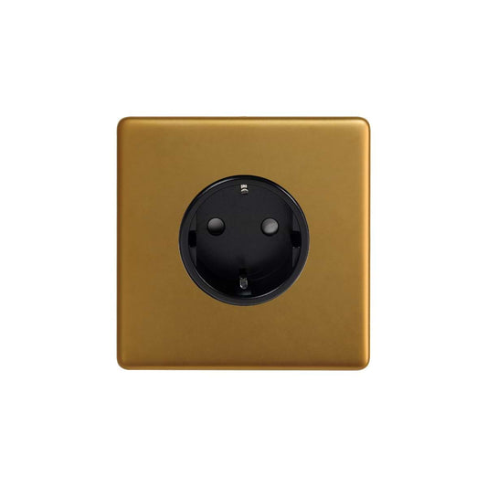The Sloane Collection Antique Gold 16A 1 Gang Euro Schuko Socket