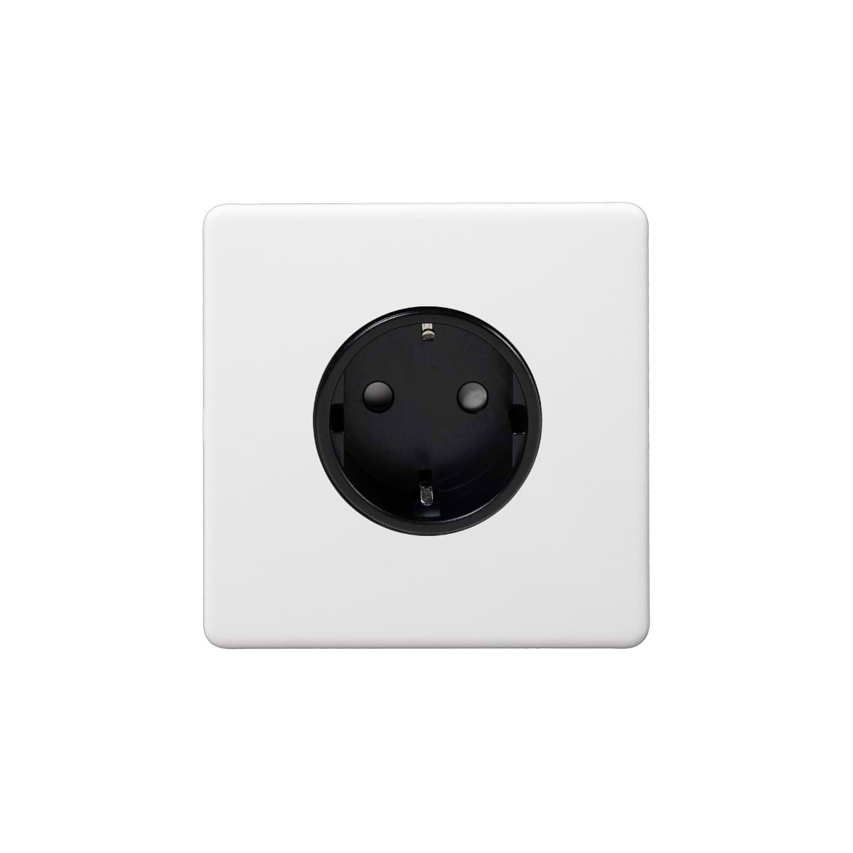 Soho Lighting Primed Paintable 16A 1 Gang Euro Schuko Socket with Black Insert