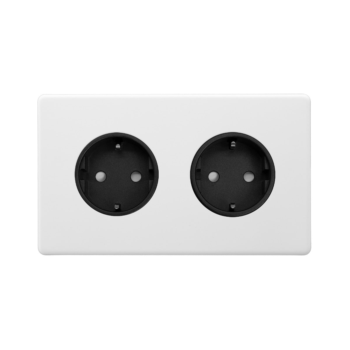 Soho Lighting Primed Paintable 16A 2 Gang Euro Schuko Socket with Black Insert