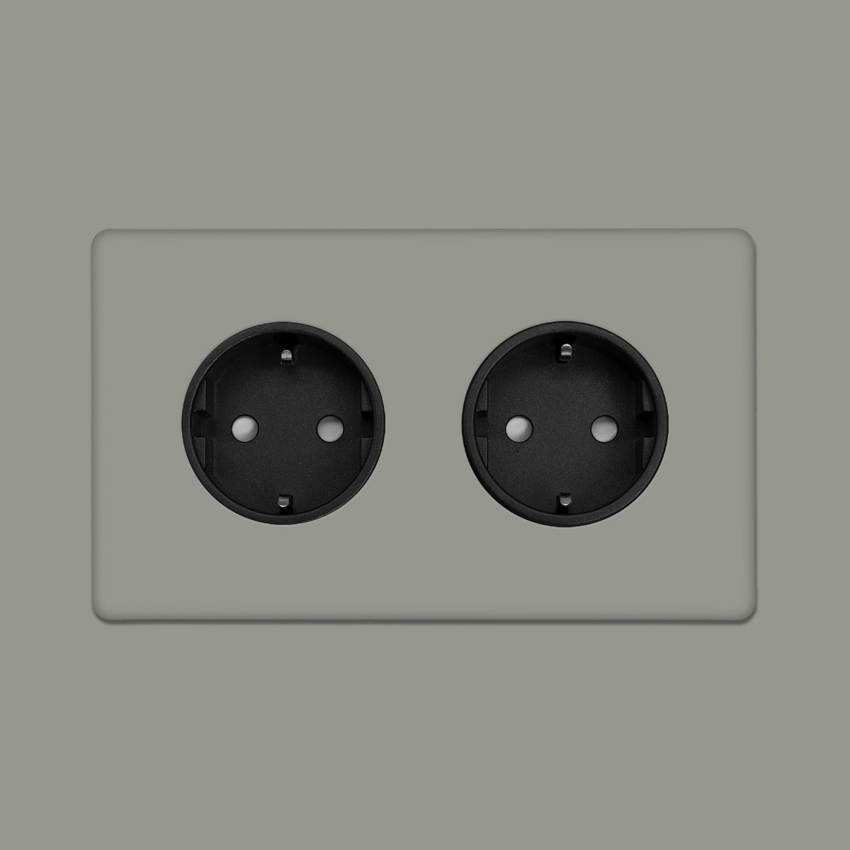 Soho Lighting Primed Paintable 16A 2 Gang Euro Schuko Socket with Black Insert