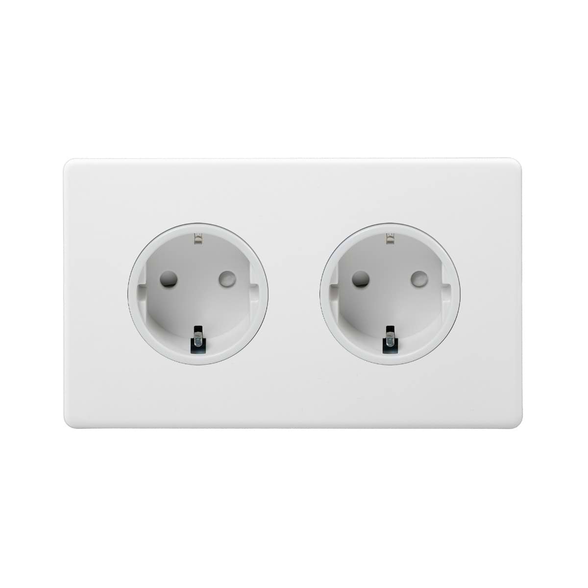 Soho Lighting Primed Paintable 16A 2 Gang Euro Schuko Socket with White Insert