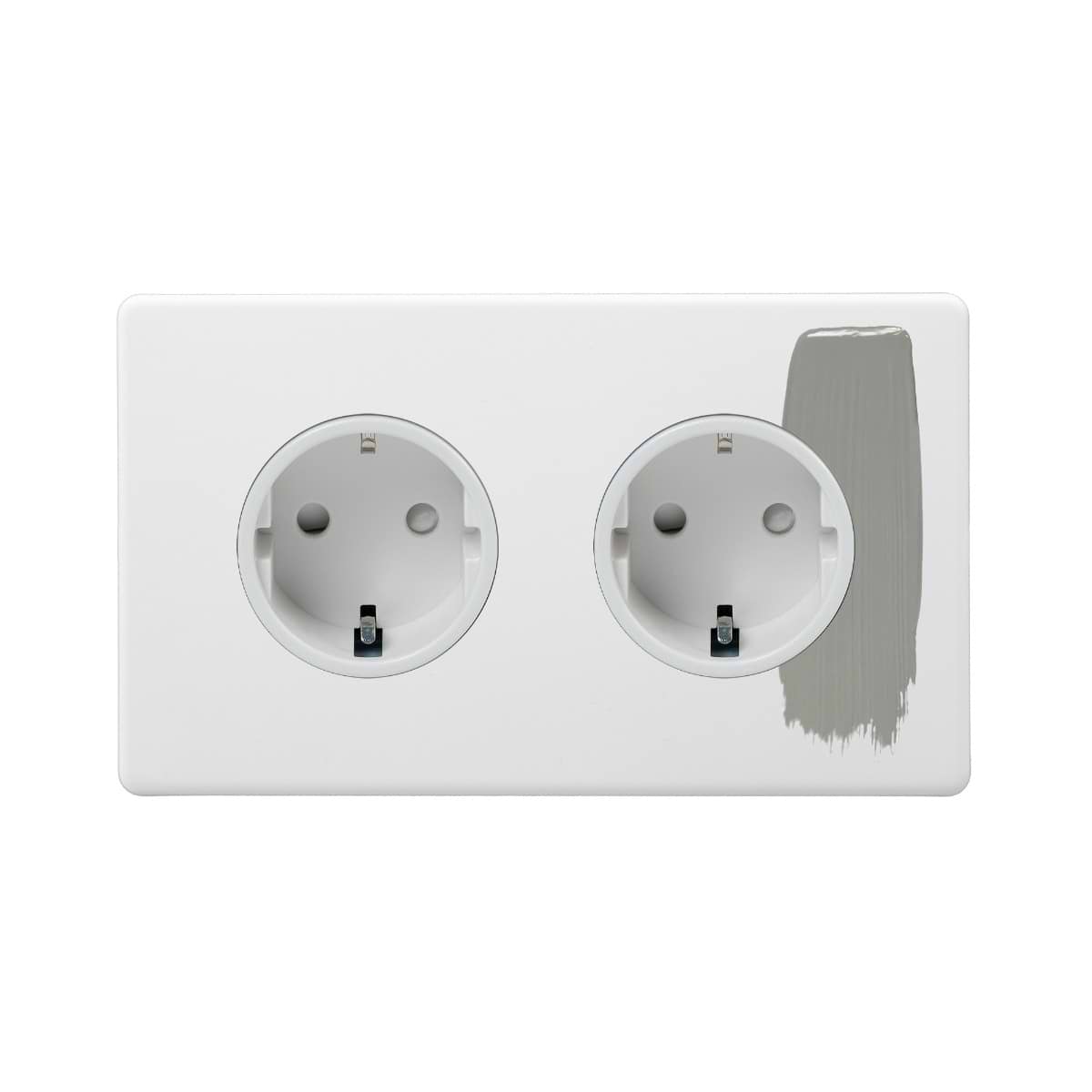 Soho Lighting Primed Paintable 16A 2 Gang Euro Schuko Socket with White Insert