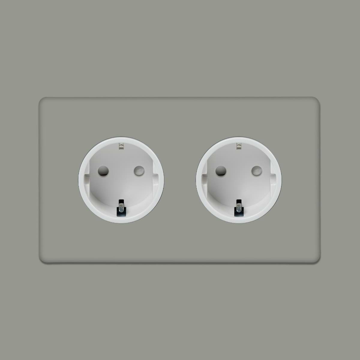 Soho Lighting Primed Paintable 16A 2 Gang Euro Schuko Socket with White Insert