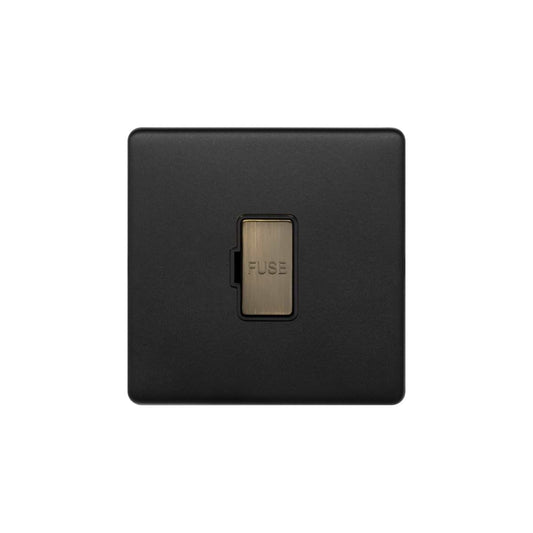 Soho Lighting Matt Black and Antique Brass 13A Double Pole Unswitched Fused Spur (FCU)