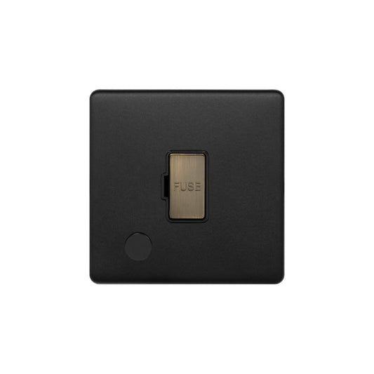 Soho Lighting Matt Black and Antique Brass 13A Unswitched Fused Connection Unit (FCU) Flex Outlet