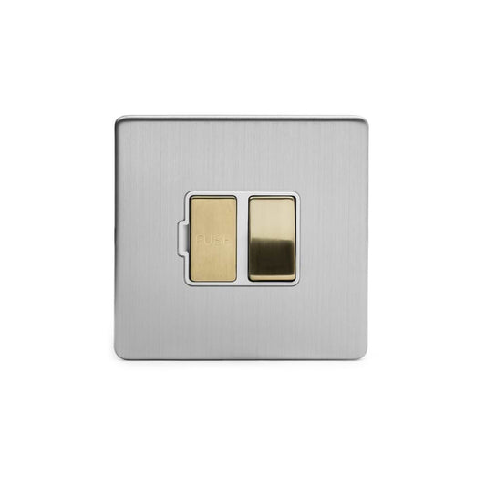 Soho Lighting Brushed Chrome & Brushed Brass 13A Switched Fused Spur (FCU) White Inserts Screwless
