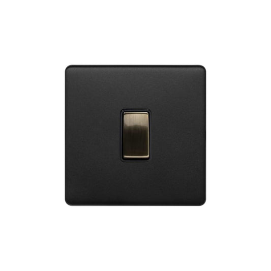 Soho Lighting Matt Black and Antique Brass 10A 1 Gang Intermediate Switch
