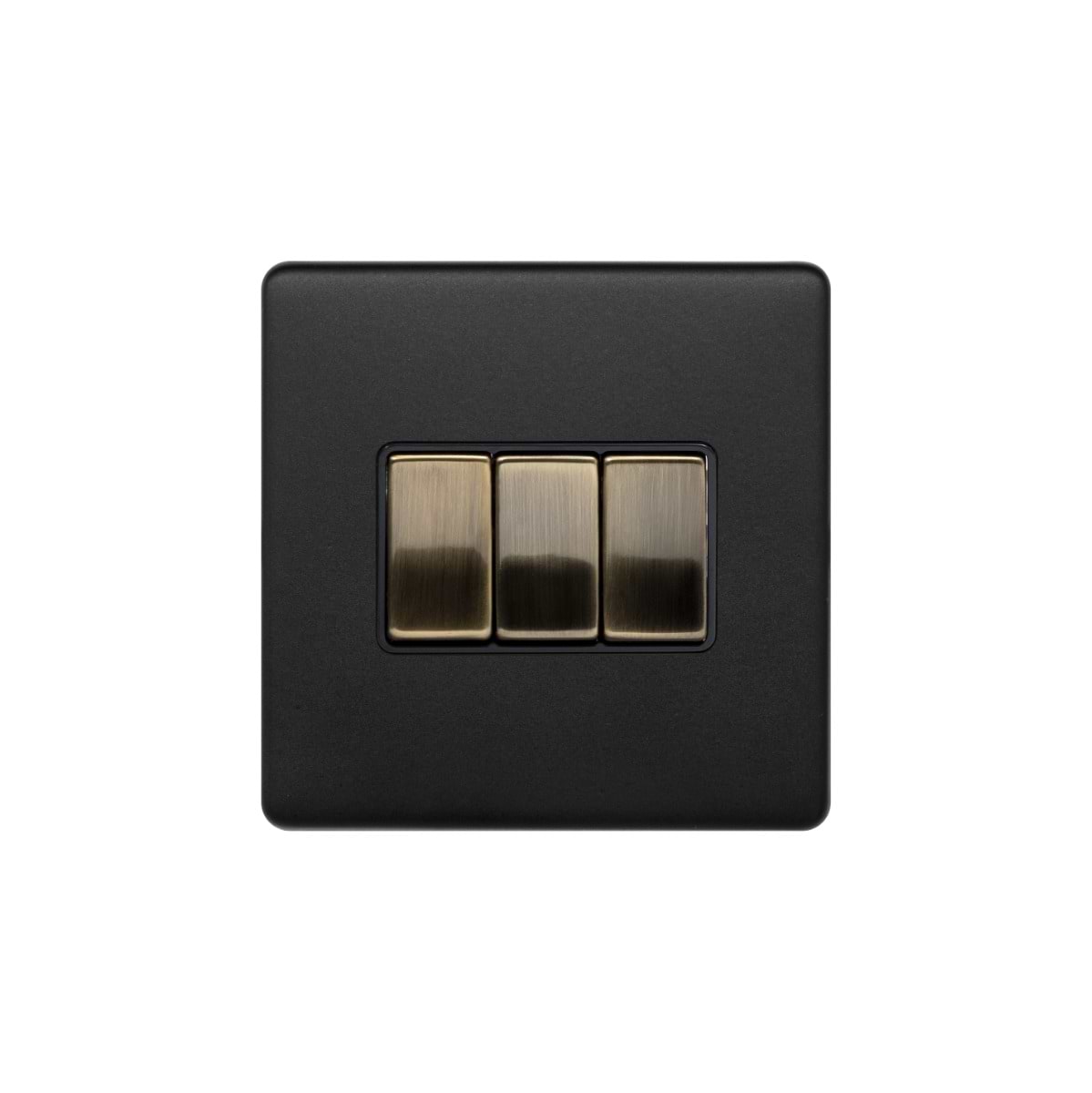 Soho Lighting Matt Black and Antique Brass 10A 3 Gang Intermediate switch