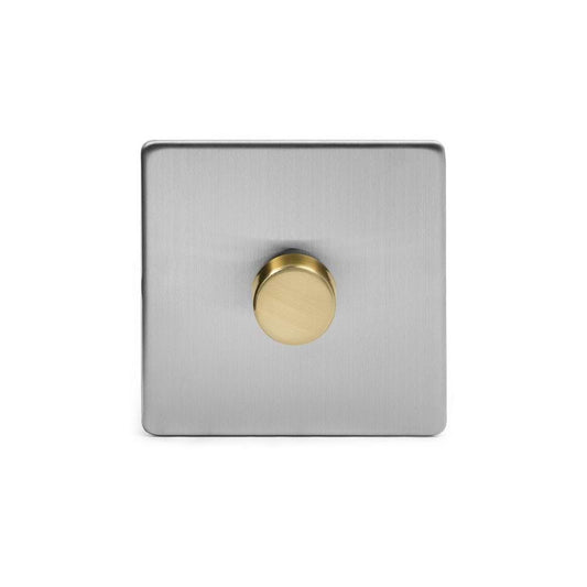 Soho Lighting Brushed Chrome & Brushed Brass 1 Gang 400W LED Dimmer Switch