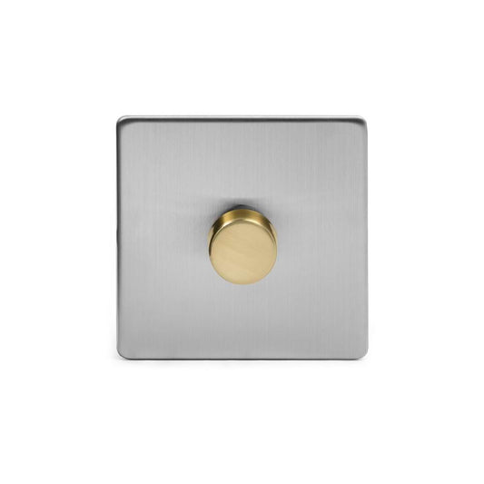 Soho Lighting Brushed Chrome & Brushed Brass 1 Gang 1000W DC1-10V Dimmer Switch