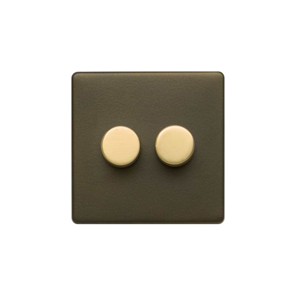 Soho Lighting Bronze & Brushed Brass 2 Gang 1000W DC1-10V Dimmer Switch