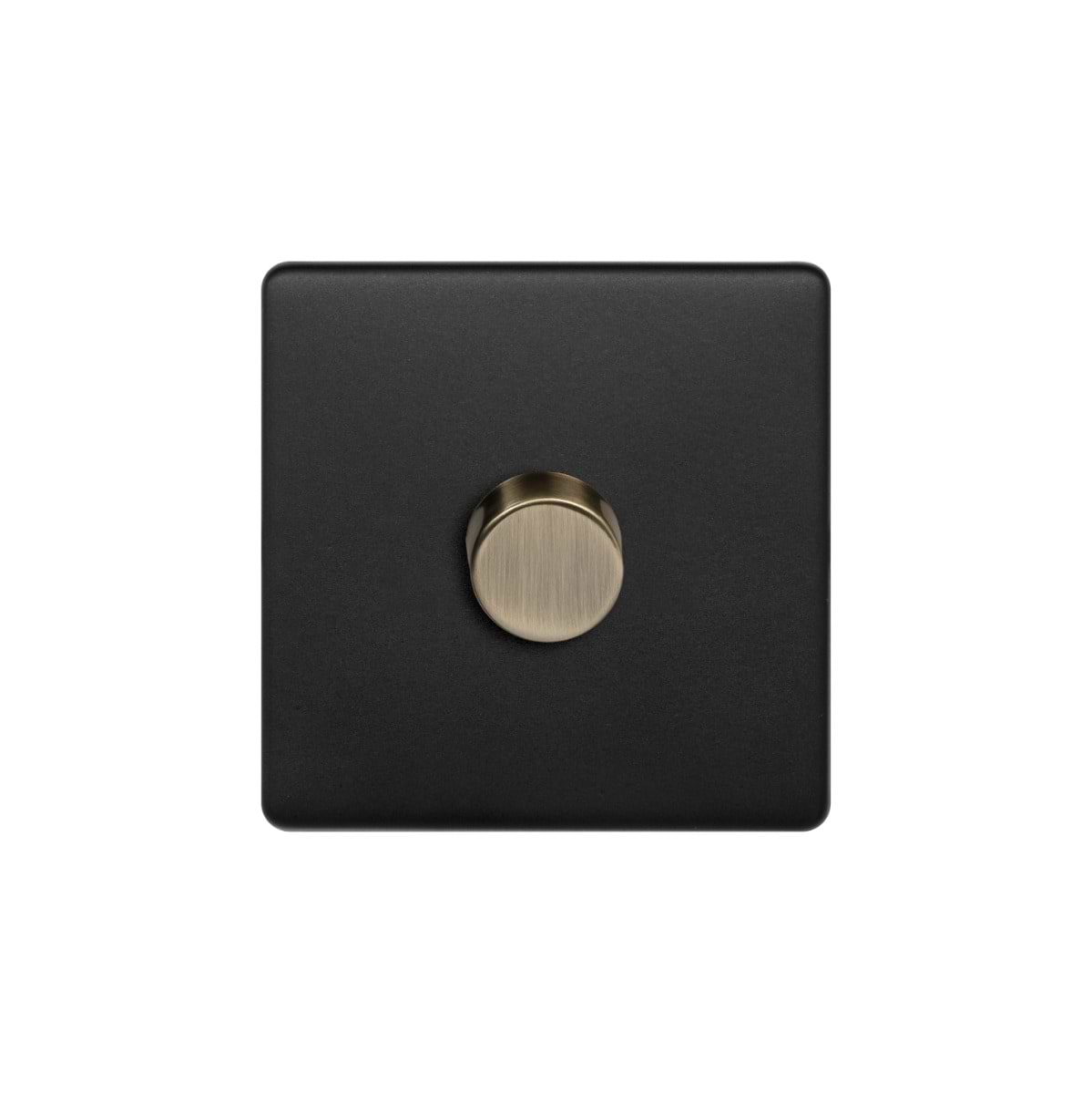 Soho Lighting Matt Black and Antique Brass 1 Gang 2 -Way Intelligent Dimmer 150W LED (300W Halogen/Incandescent)