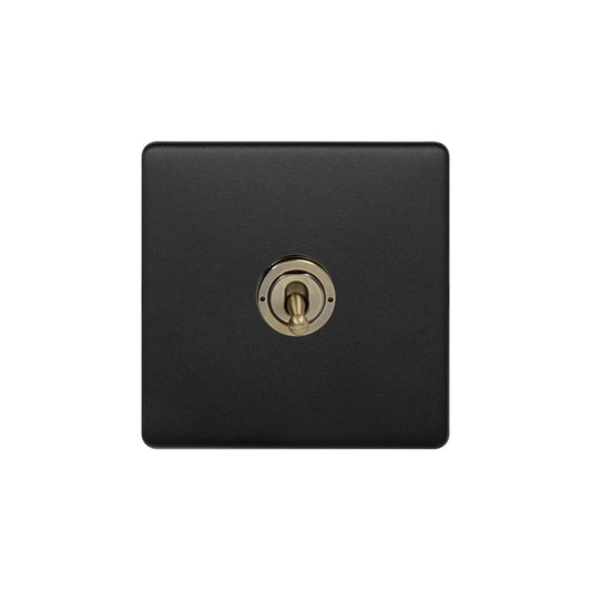 Soho Lighting Matt Black and Antique Brass 1 Gang 2 Way Toggle Switch