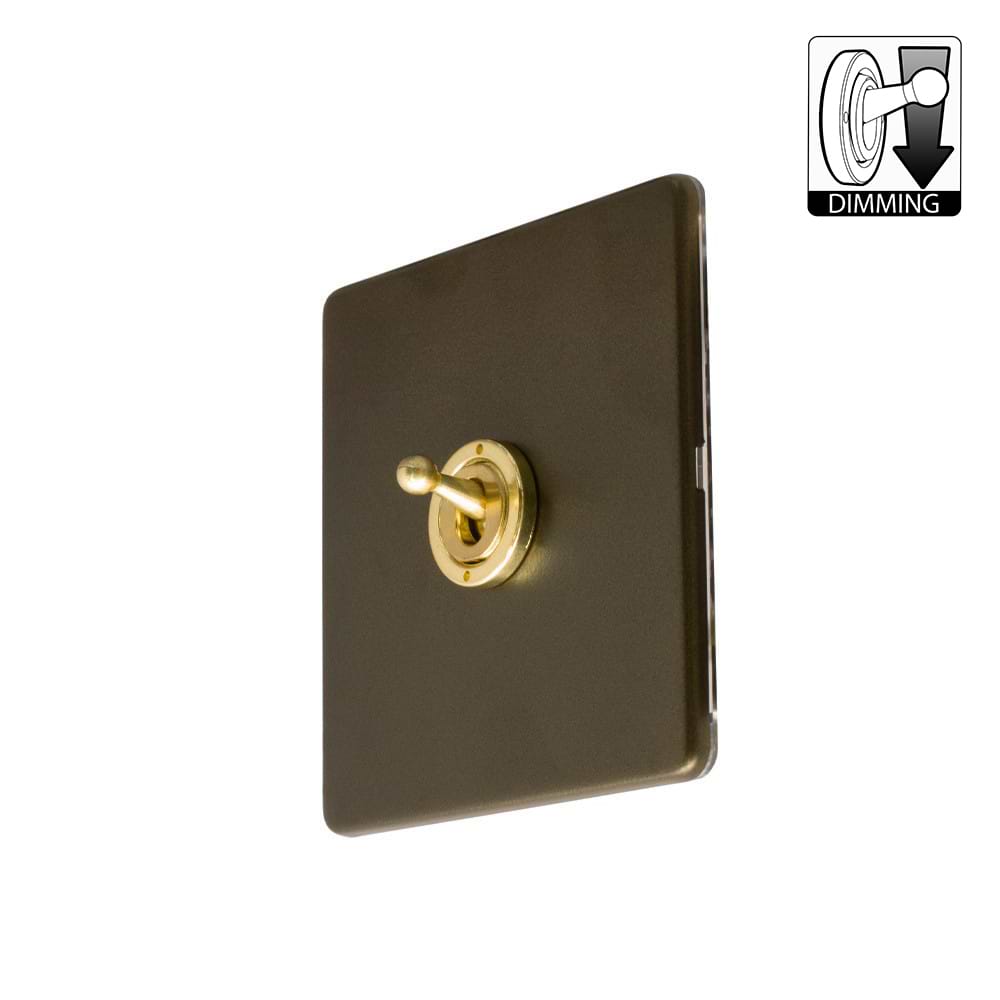 Soho Lighting Lighting Bronze & Brushed Brass 1 Gang Dimming Toggle Switch