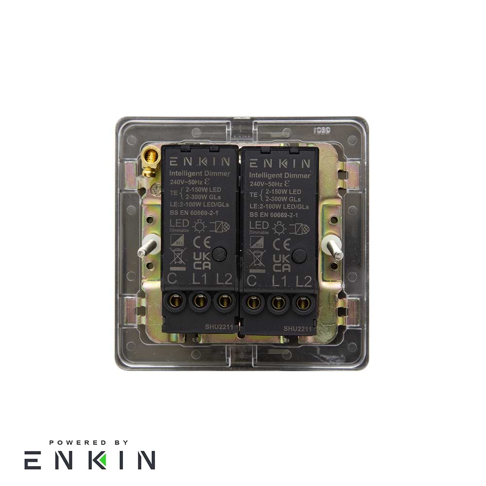 The Westminster Collection Vintage Brass 2 Gang 2 -Way Intelligent Dimmer 150W LED (300w Halogen/Incandescent)