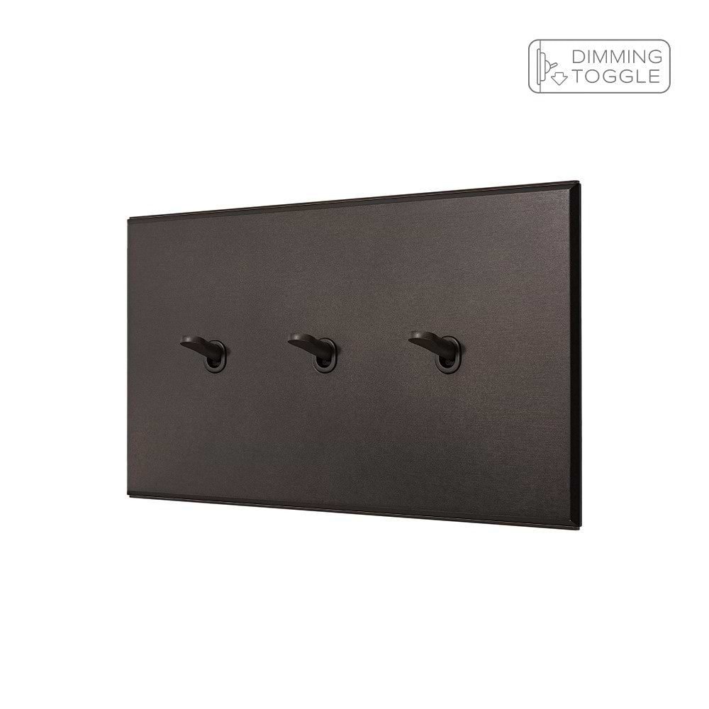 Heritage Bronze 3 Gang 2 Way Dimming Toggle Switch with Bronze Toggle - The Palaces Collection