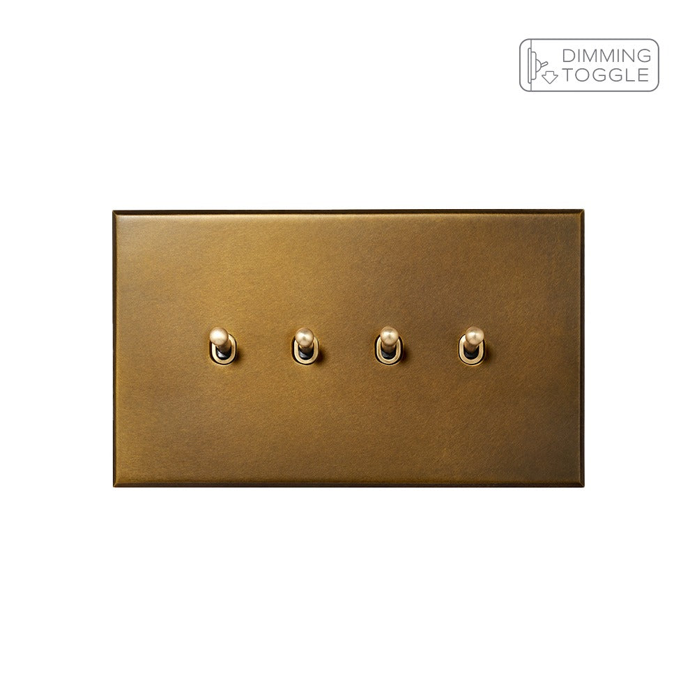 Aged Brass 4 Gang 2 Way Dimming Toggle Switch - The Palaces Collection