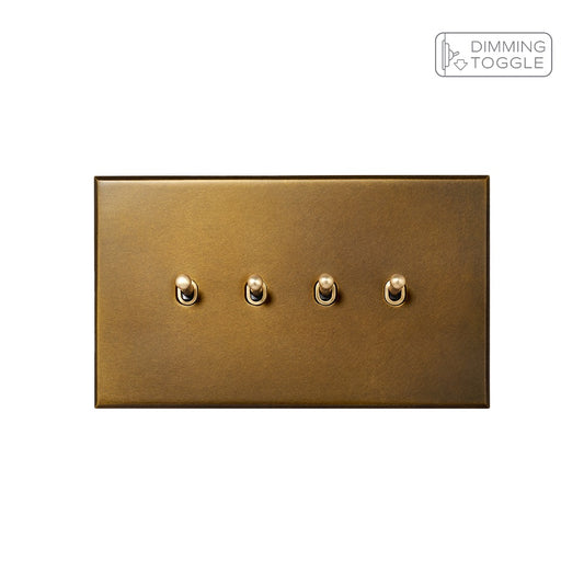 Aged Brass 4 Gang 2 Way Dimming Toggle Switch - The Palaces Collection