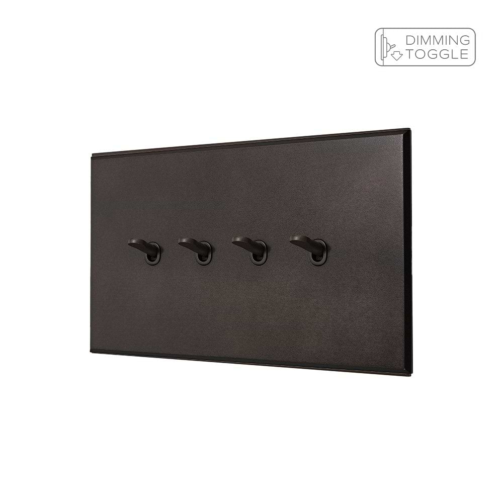 Heritage Bronze 4 Gang 2 Way Dimming Toggle Switch with Bronze Toggle - The Palaces Collection