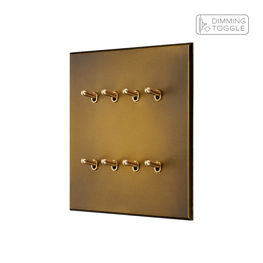 Aged Brass 8 Gang 2 Way Dimming Toggle Switch - The Palaces Collection
