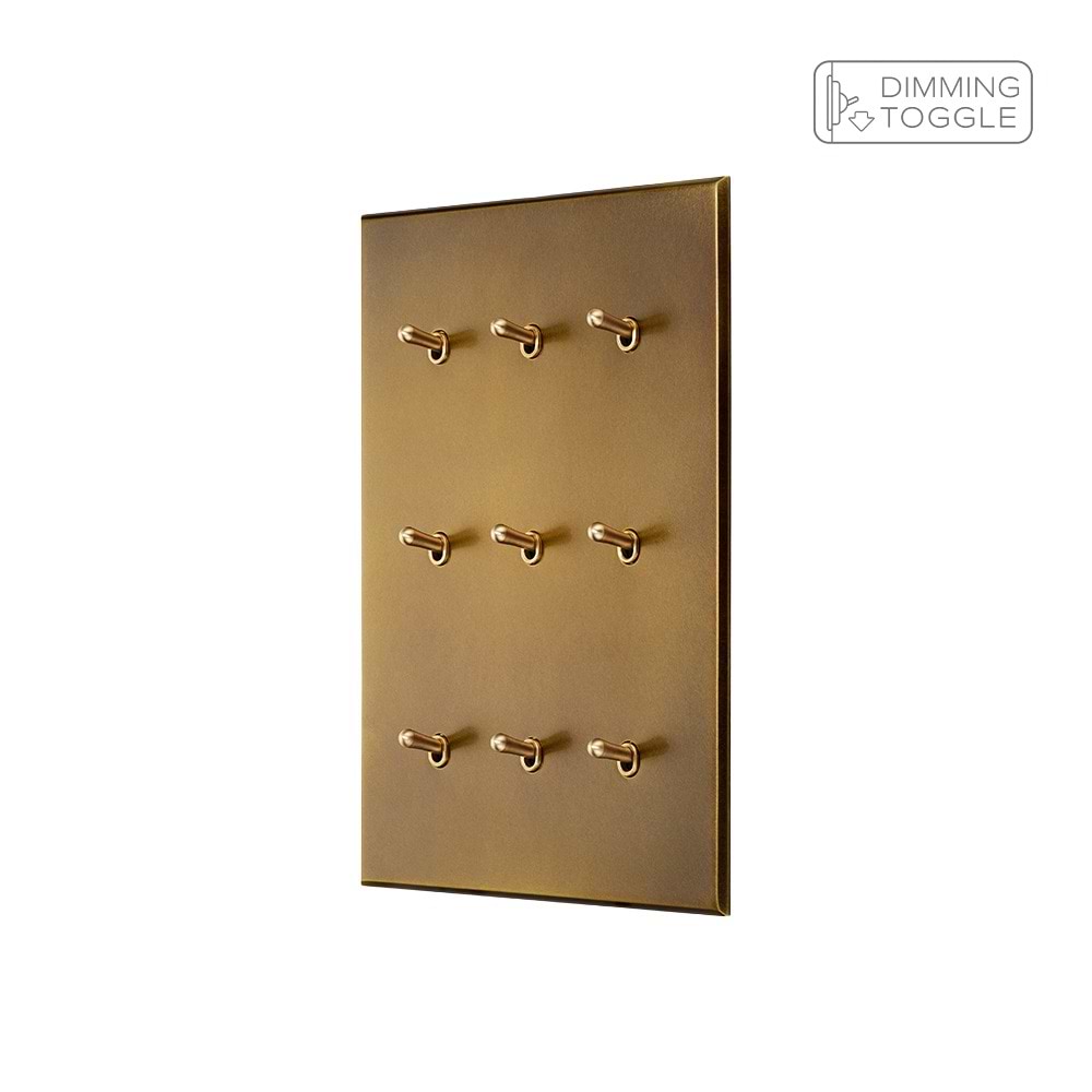 Aged Brass 9 Gang 2 Way Dimming Toggle Switch - The Palaces Collection