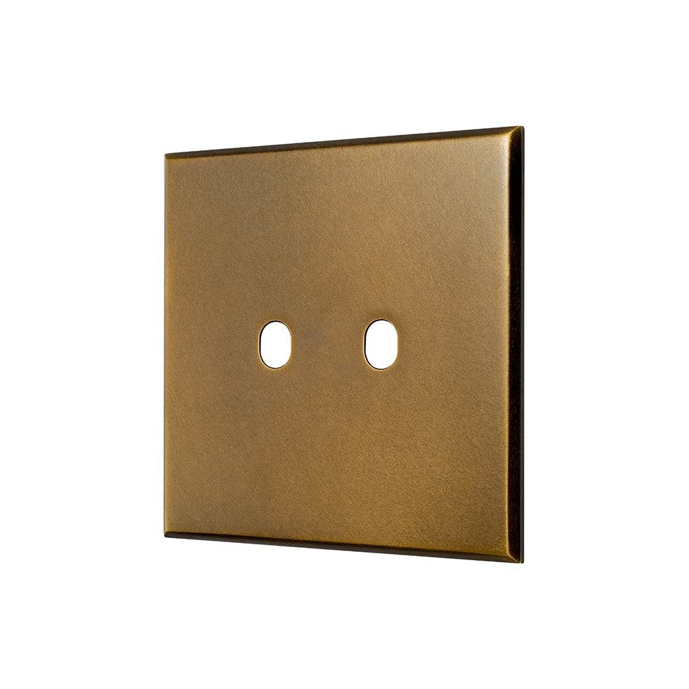 Aged Brass 2 Gang TM Module Grid Switch Plate - The Palaces Collection