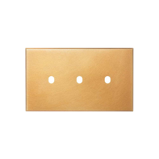 Natural Brass 3 Gang TM Module Grid Switch Plate - The Palaces Collection