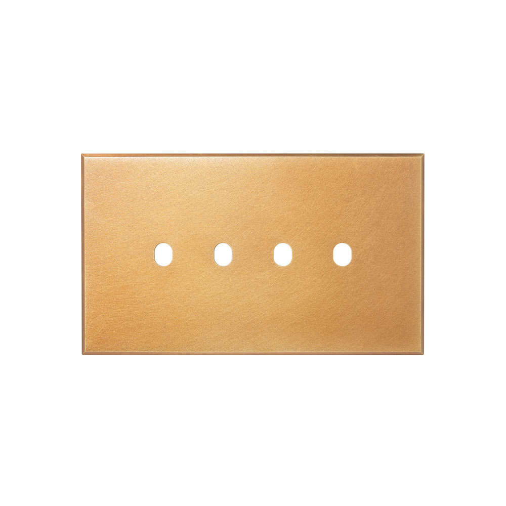 Natural Brass 4 Gang TM Module Grid Switch Plate - The Palaces Collection