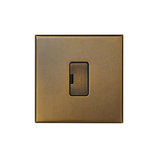 Aged Brass 13A Double Pole Unswitched Fused Spur with Black Insert  - The Palaces Collection