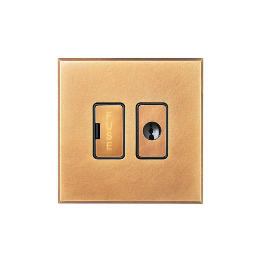 Natural Brass 13A Double Pole Unswitched Fused Spur Flex Outlet with Black Insert  - The Palaces Collection