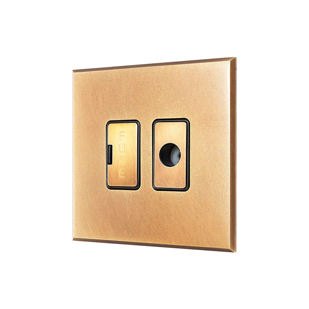 Natural Brass 13A Double Pole Unswitched Fused Spur Flex Outlet with Black Insert  - The Palaces Collection