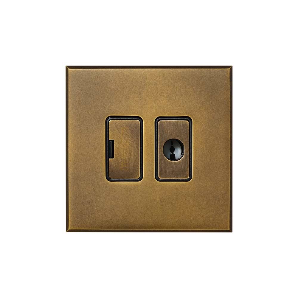 Aged Brass 13A Double Pole Unswitched Fused Spur Flex Outlet with Black Insert  - The Palaces Collection