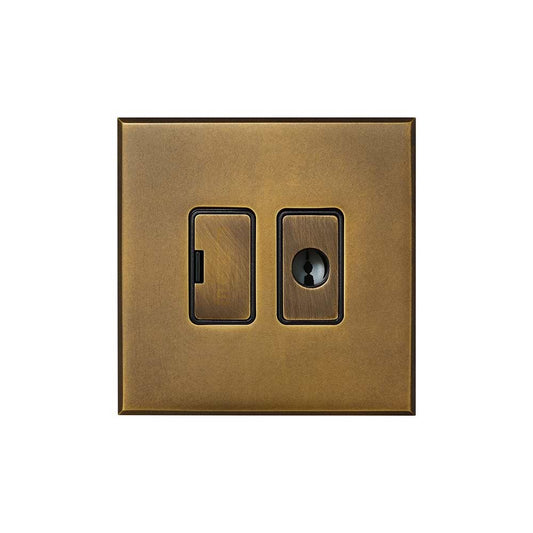 Aged Brass 13A Double Pole Unswitched Fused Spur Flex Outlet with Black Insert  - The Palaces Collection