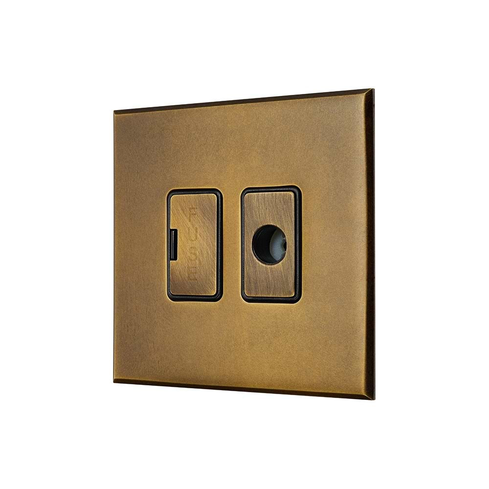 Aged Brass 13A Double Pole Unswitched Fused Spur Flex Outlet with Black Insert  - The Palaces Collection
