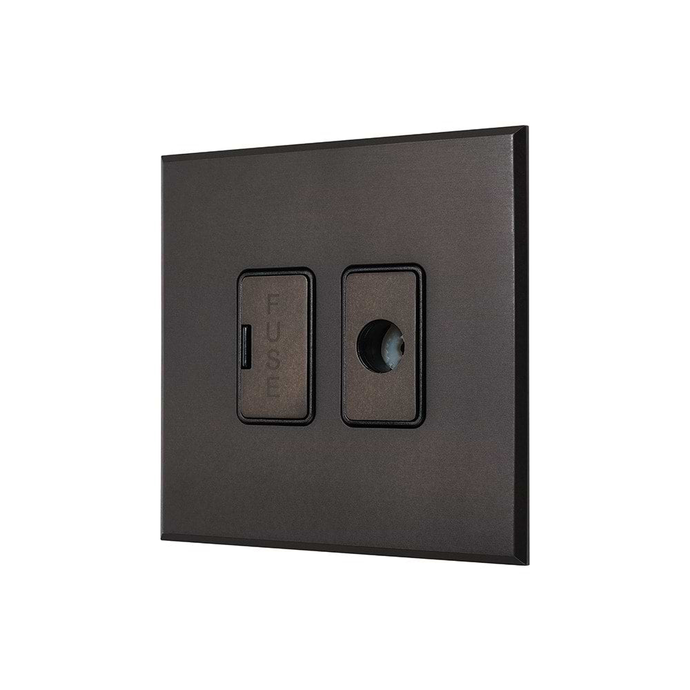 Heritage Bronze 13A Double Pole Unswitched Fused Spur Flex Outlet with Black Insert  - The Palaces Collection