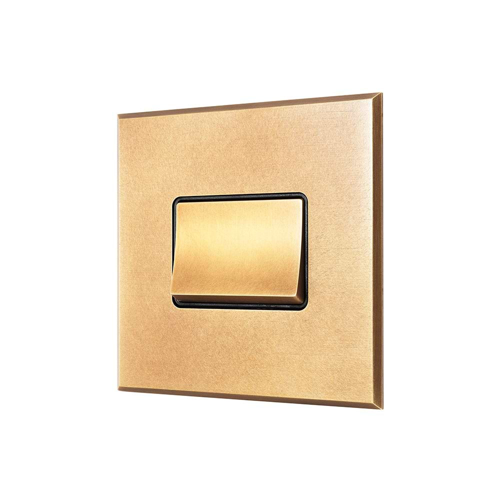 Natural Brass 1 Gang 10A 1 Way 3-Pole Extractor Fan Isolator Switch with Black Insert  - The Palaces Collection
