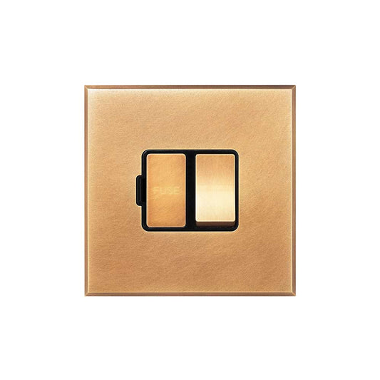 Natural Brass 13A Double Pole Switched Fused Spur with Black Insert  - The Palaces Collection