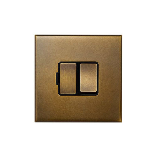 Aged Brass 13A Double Pole Switched Fused Spur with Black Insert  - The Palaces Collection