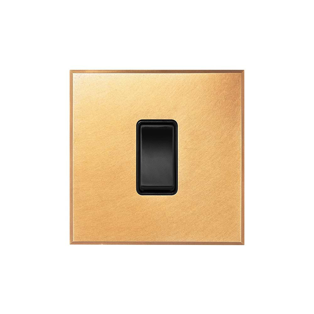 Natural Brass 1 Gang 45A Double Pole Switch - Single with Black Insert  - The Palaces Collection