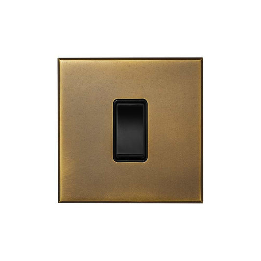 Aged Brass 1 Gang 45A Double Pole Switch - Single with Black Insert  - The Palaces Collection