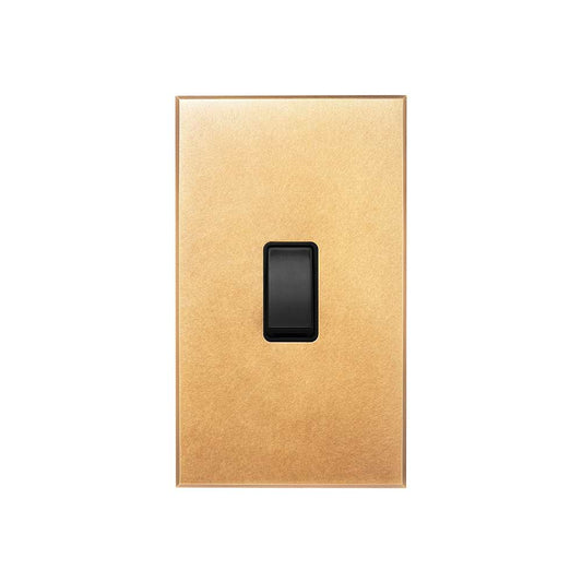 Natural Brass 1 Gang 45A Double Pole Switch - Large with Black Insert  - The Palaces Collection