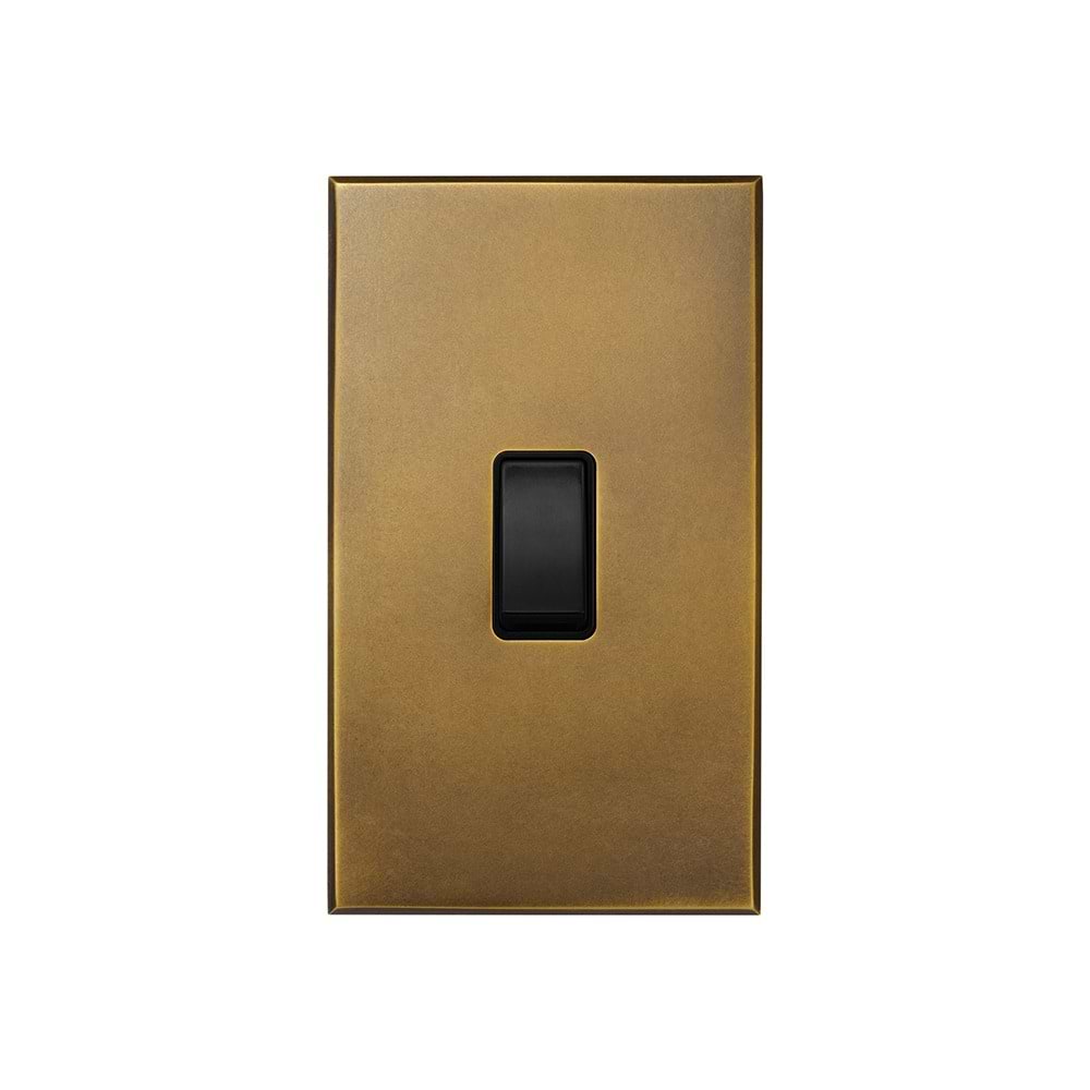 Aged Brass 1 Gang 45A Double Pole Switch - Large with Black Insert  - The Palaces Collection