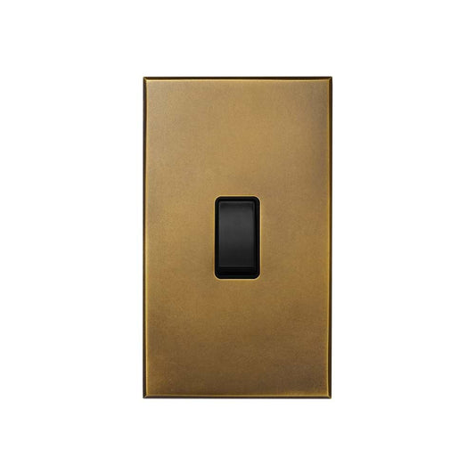 Aged Brass 1 Gang 45A Double Pole Switch - Large with Black Insert  - The Palaces Collection